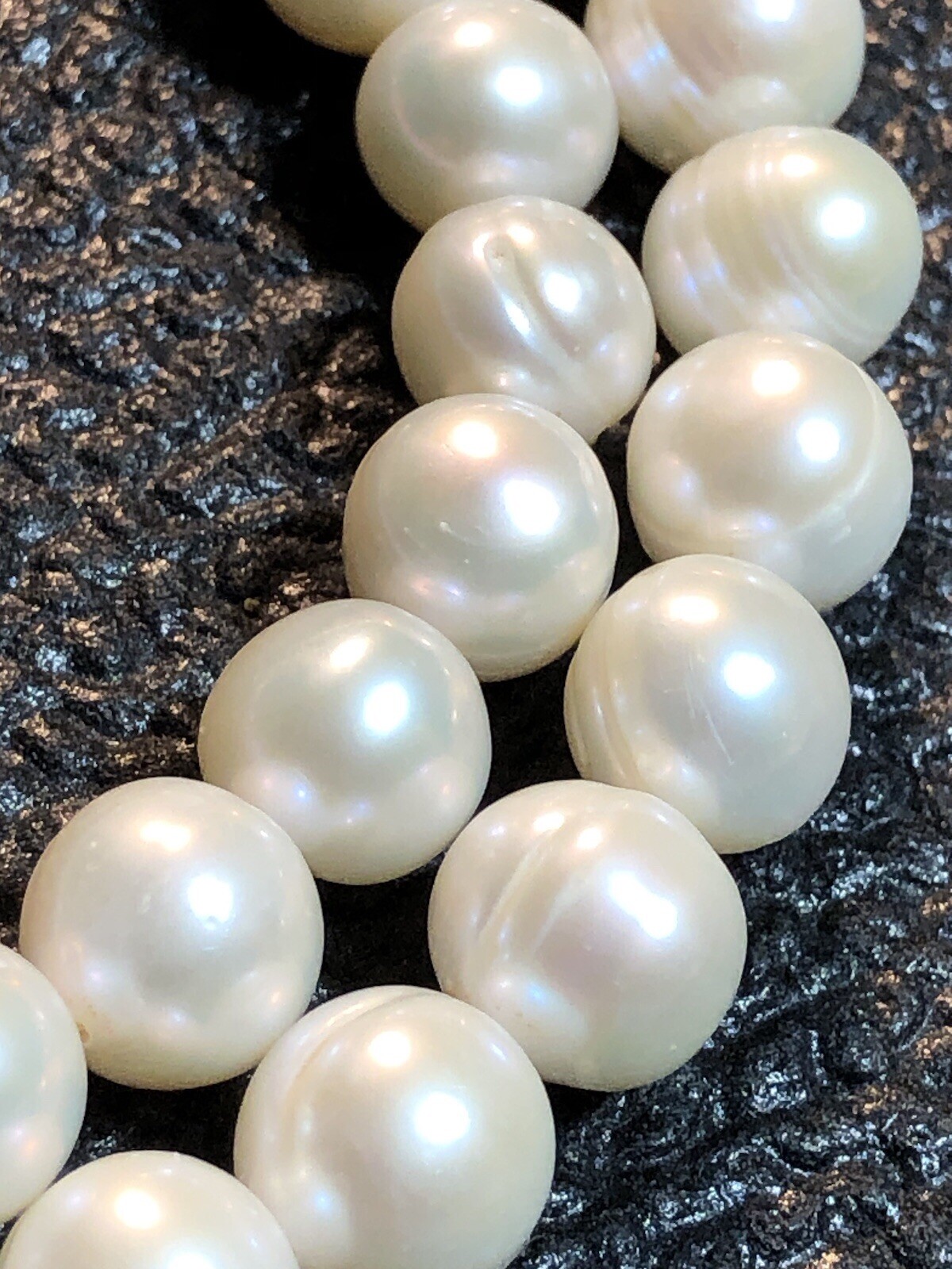 Estate 16” 8.7mm-10mm Pearl Necklace Nacre Creamy,Pink Yellow Hues Weight 44.54g