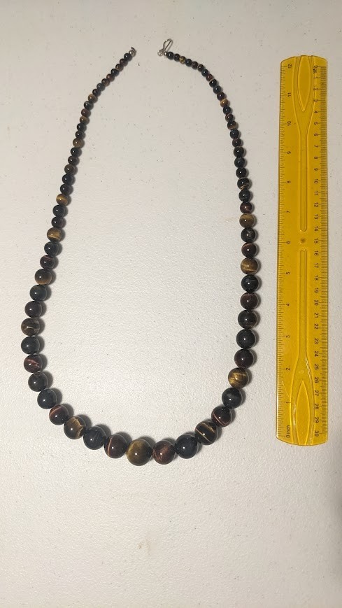 Simon Sebbag Tiger Eye Necklace with Original Box – Amber/Brown/Dark tones
