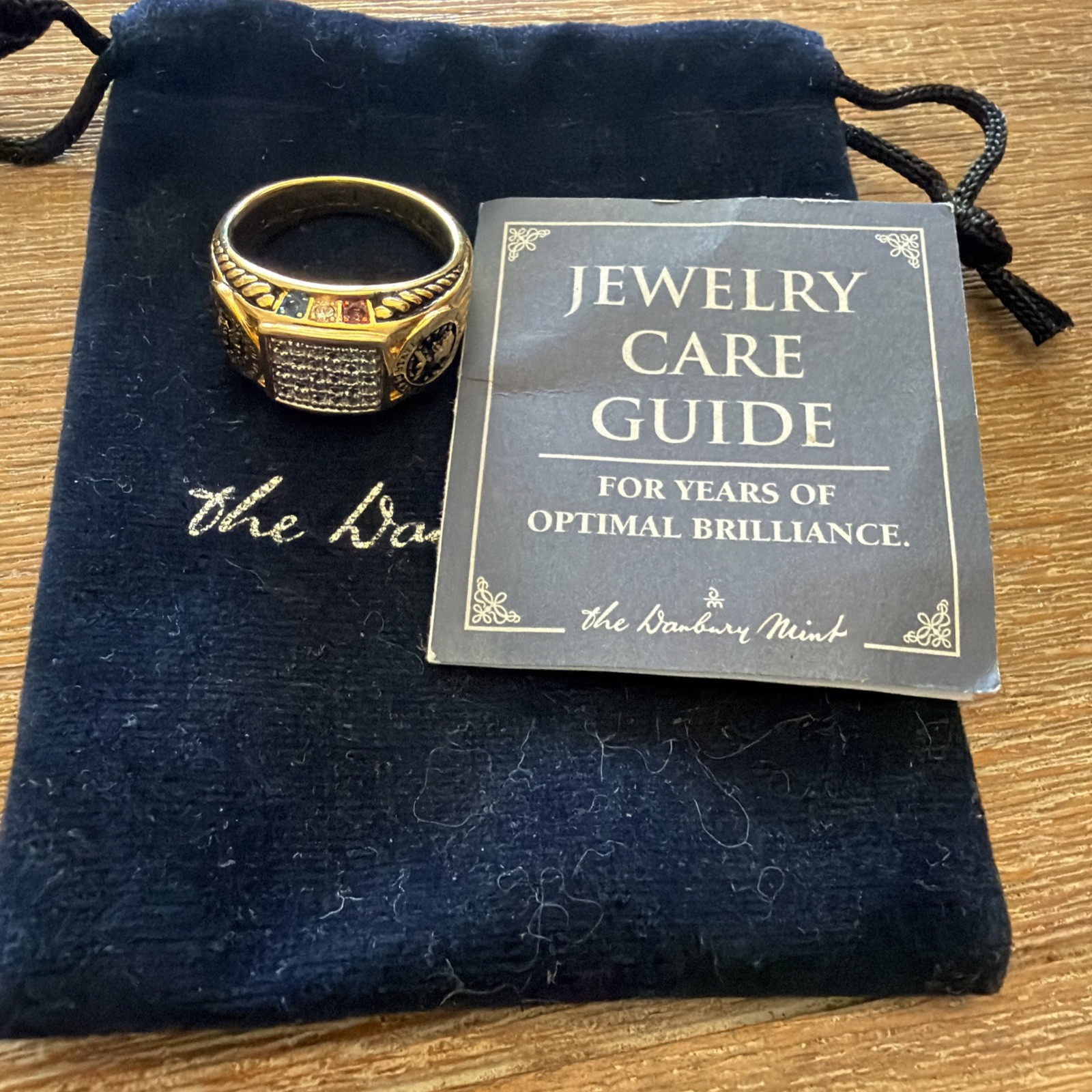 Danbury Mint Navy Diamond Ring “FREEDOM ISN’T FREE” Engraved Inside Size 10