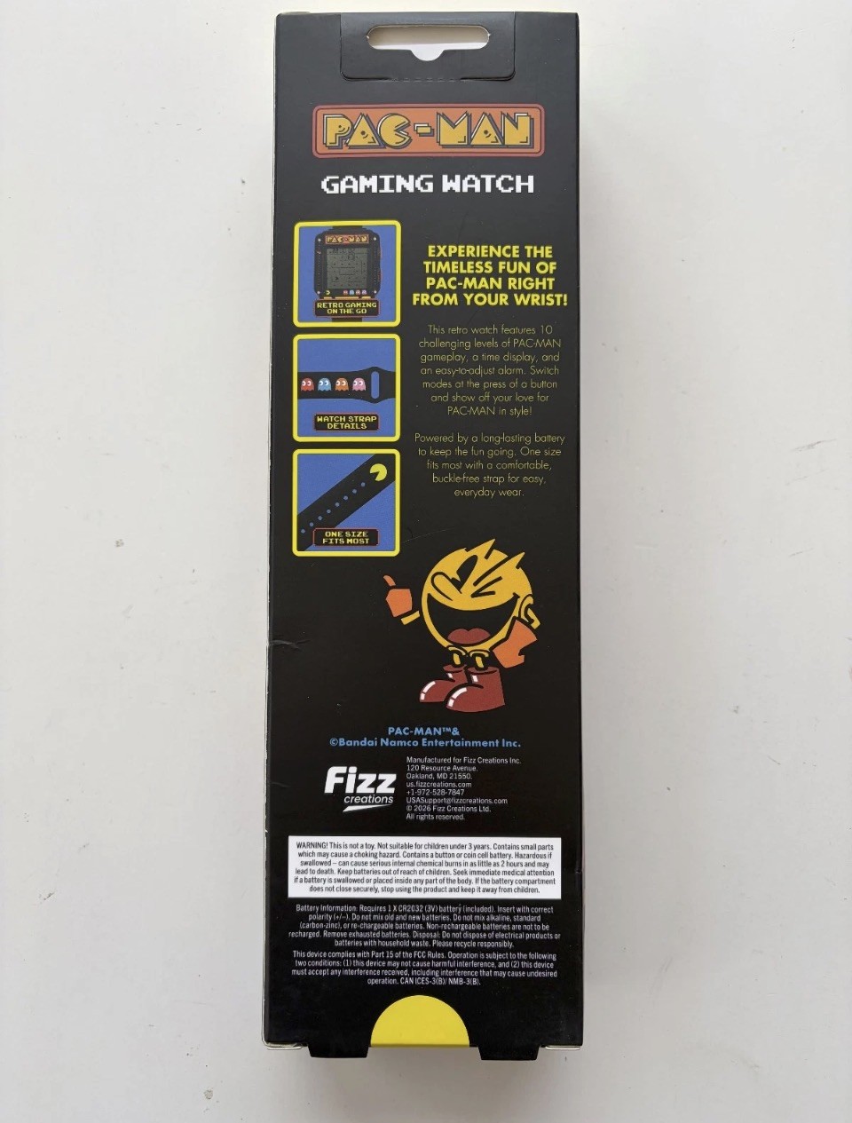Fizz Creations Pac-Man Retro Digital Gaming Watch Wristwatch