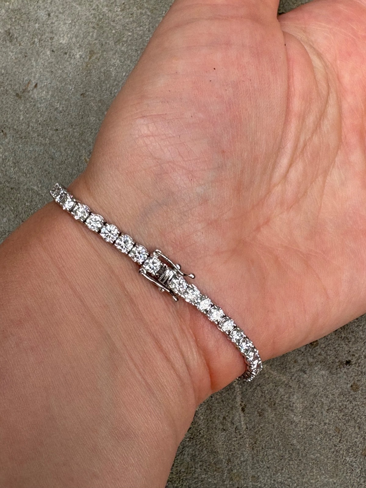 Tennis Bracelet, Lab Diamonds, 7 Carat Weight Lab Diamonds, 14 Karat White Gold