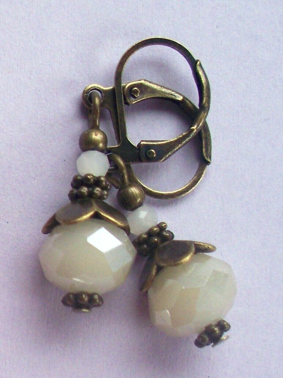 Frosted CHAMPAGNE CRYSTAL drops Leverback handcrafted YOU CHOOSE XX
