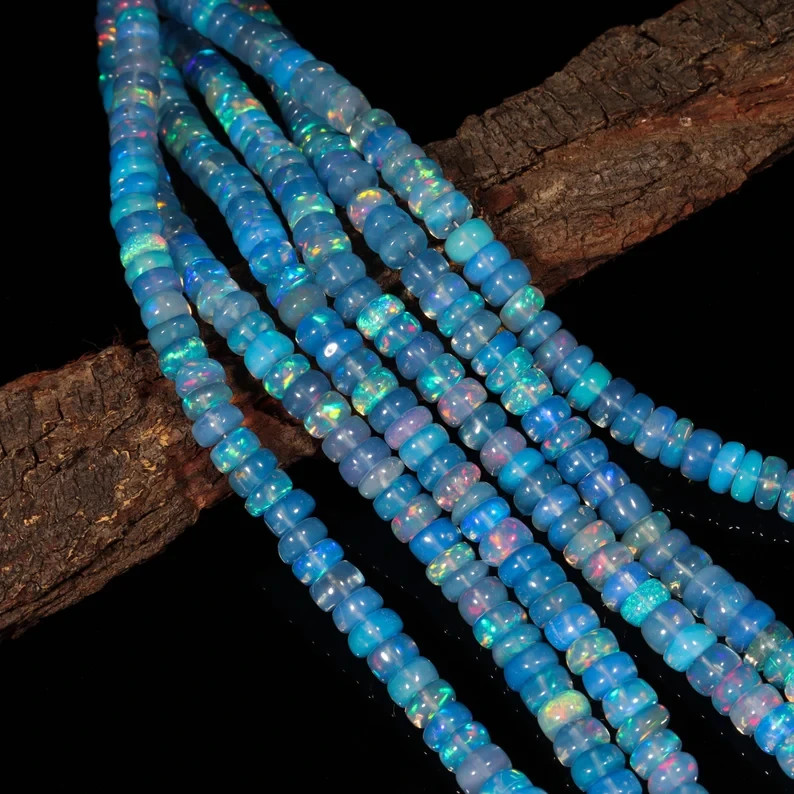 AAA Ethiopian Opal Beads: Lavender Rondelle, Welo Opal (3.5-5mm) 8”