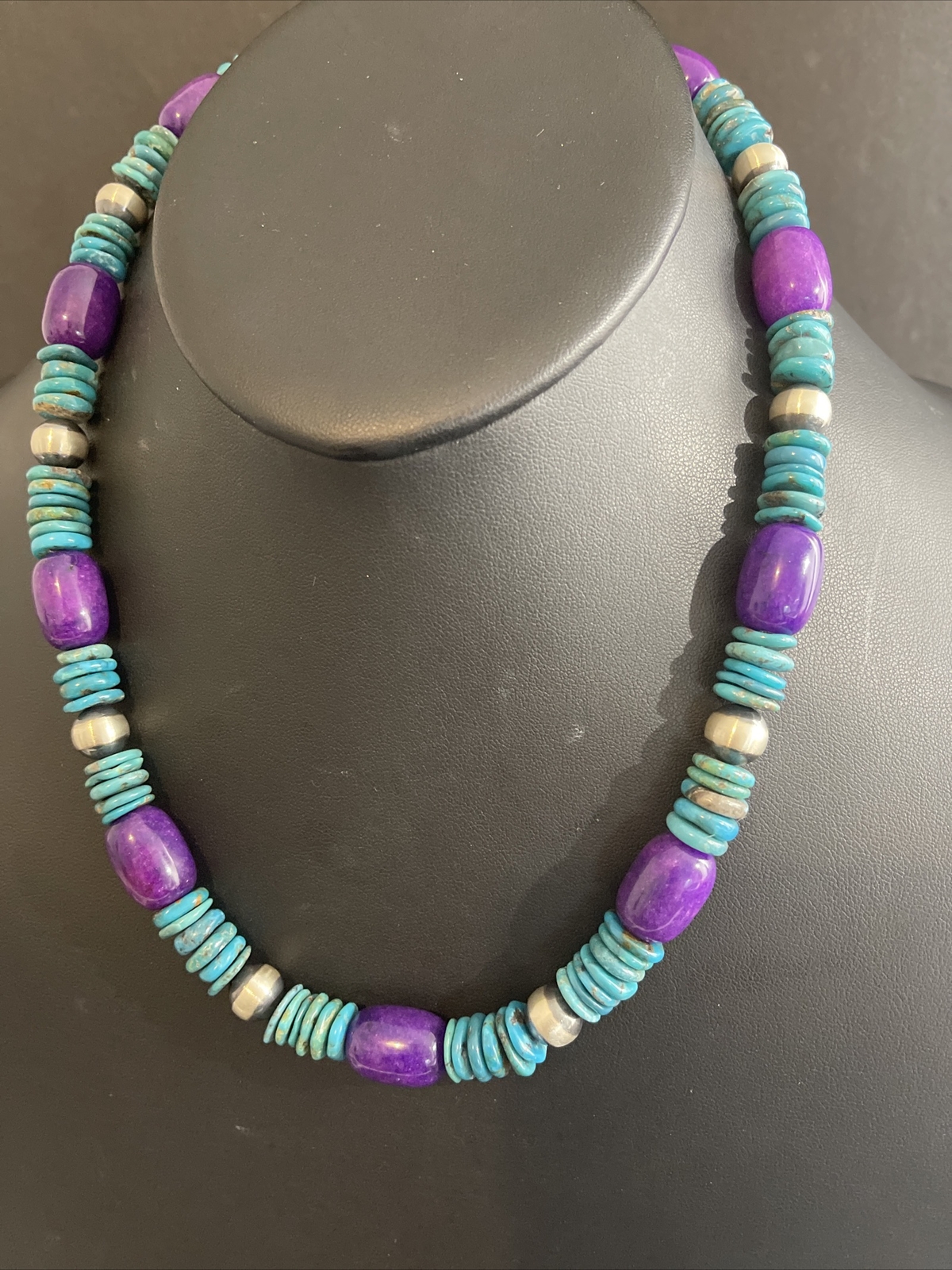 without tags Sterling silver Turquoise sugilite Necklace 19 Inch G2U