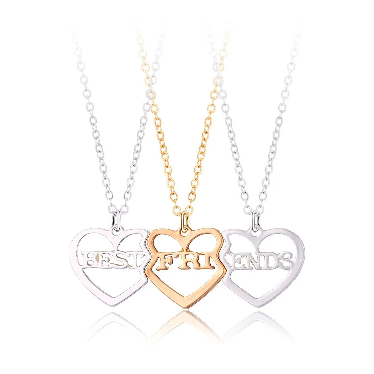 Sun Moon Star Necklace 3Pcs Friendship Pendant Jewelry for Best Friends Couple