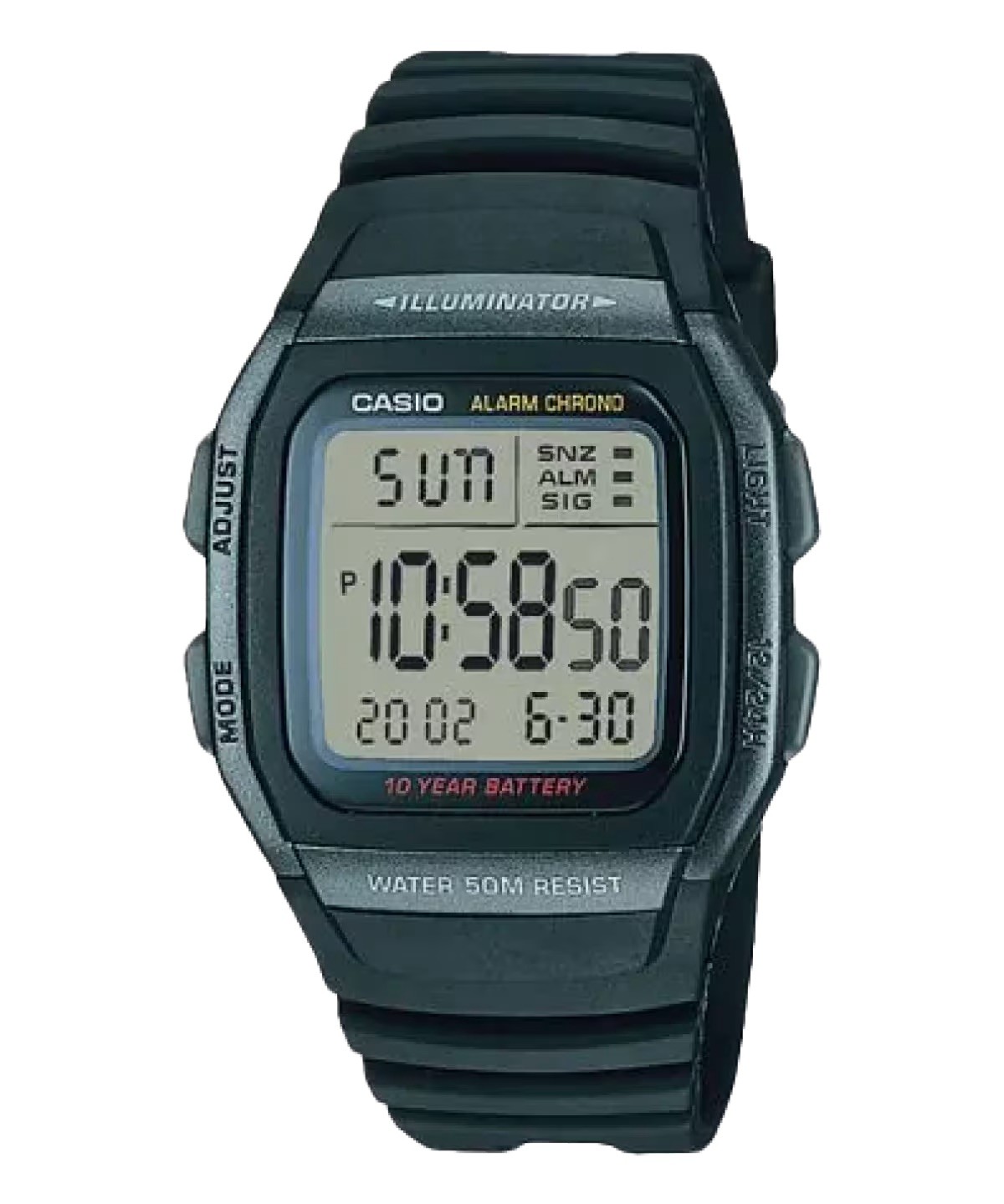 Casio Men’s Classic Digital Watch with Black Strap – W-96H-1BV