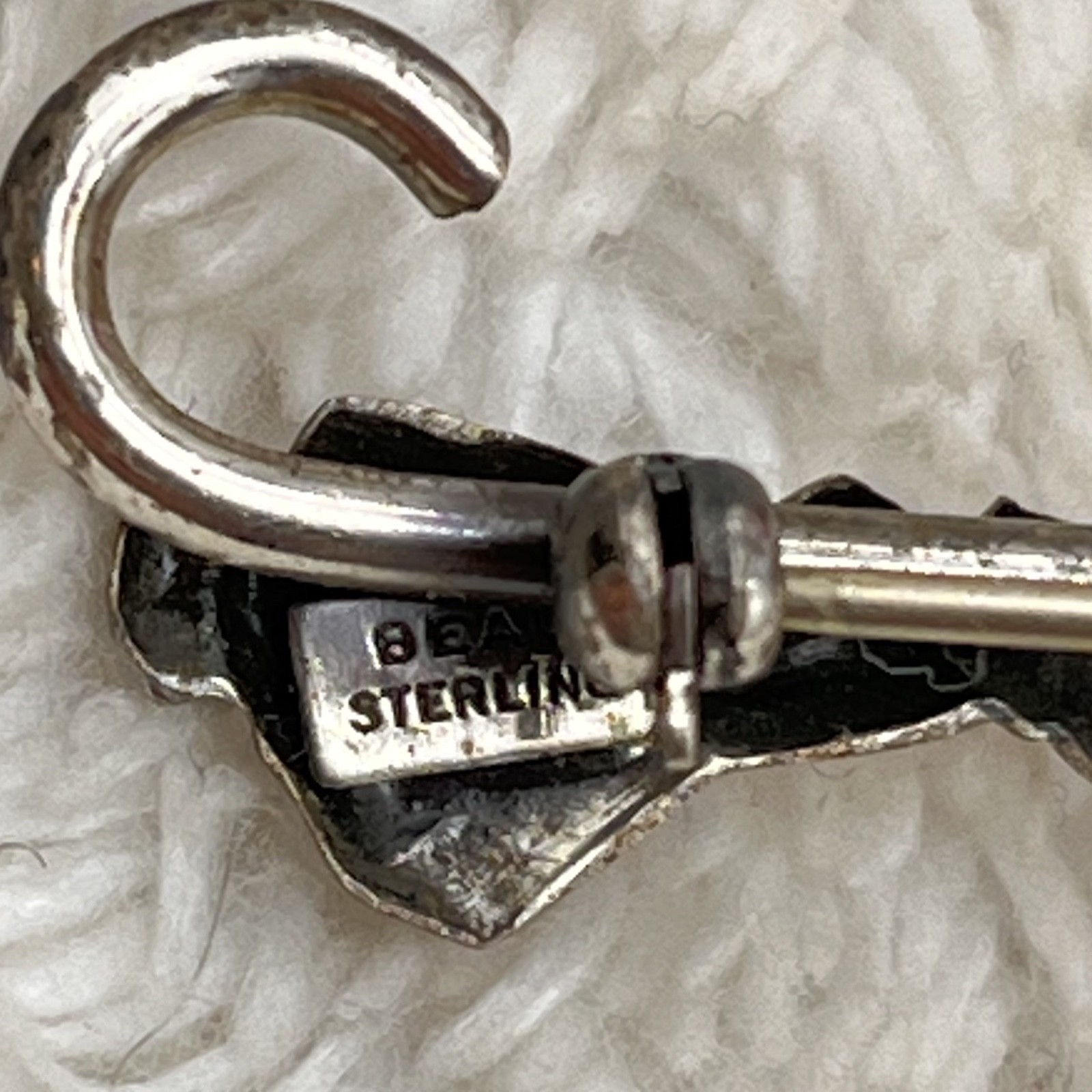 Vintage Beau Sterling Brooch Silver Tone Filigree Umbrella Parasol 3D 5 Grams 2″