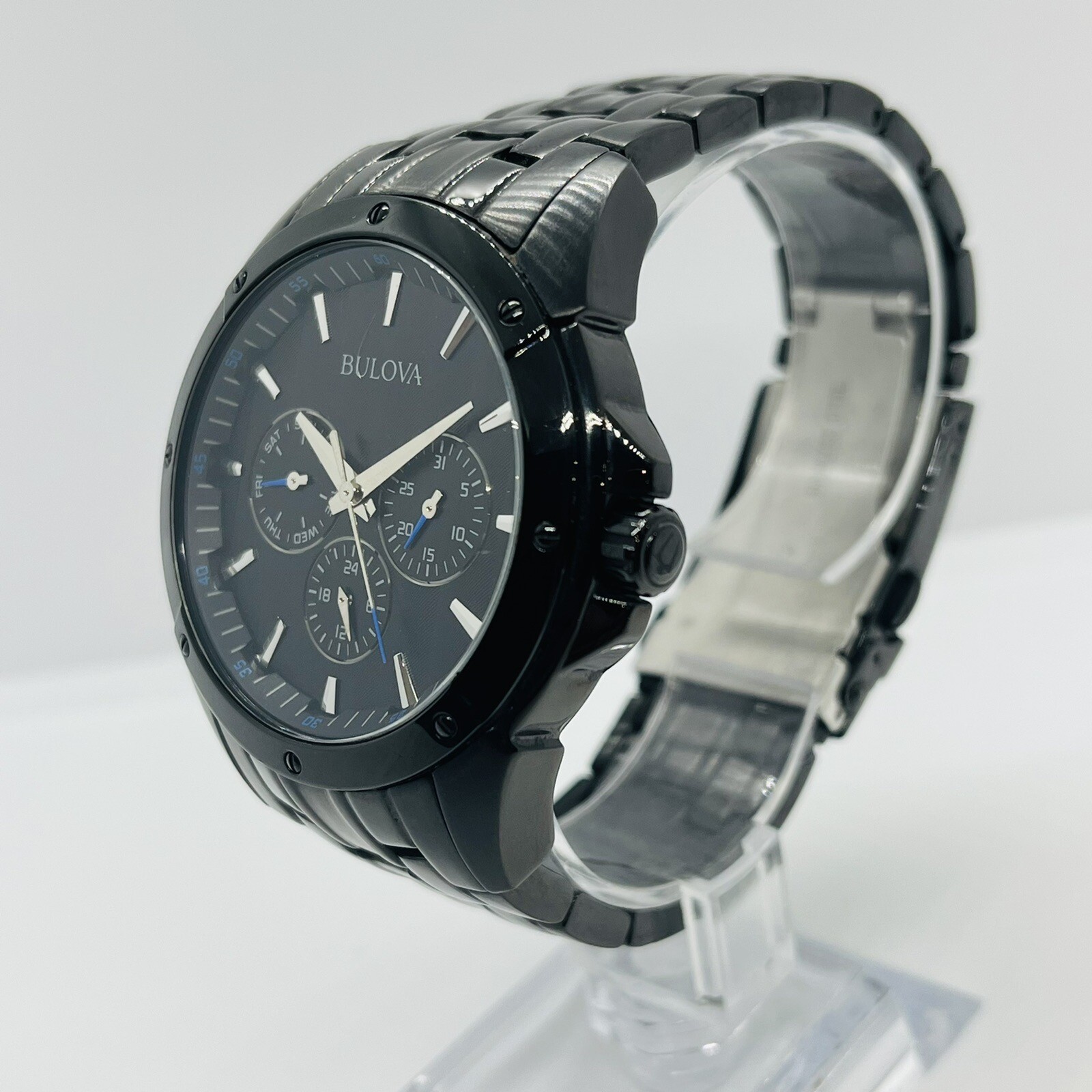 Bulova Men’s Black Stainless Steel 43mm Watch 98C121 Multifunction
