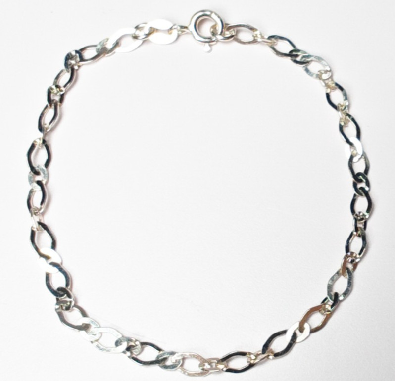 Italy 925 Sterling Silver Oval Link Bracelet 7.25″ Designer Spring Ring 1.65g