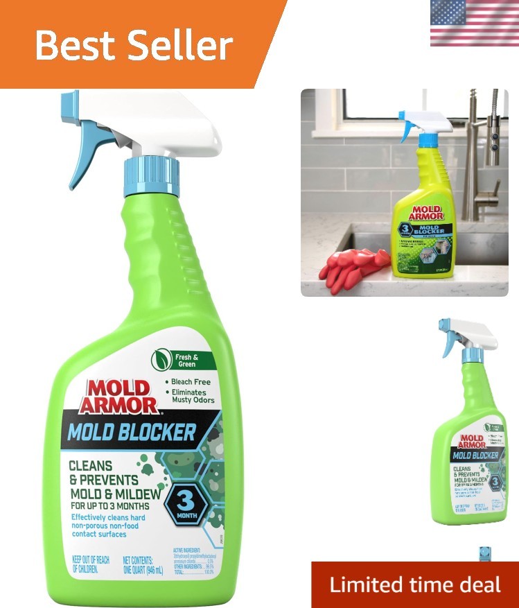 Eco-Friendly Mold Blocker, 32 oz Spray – Antimicrobial for Indoor & Outdoor Use