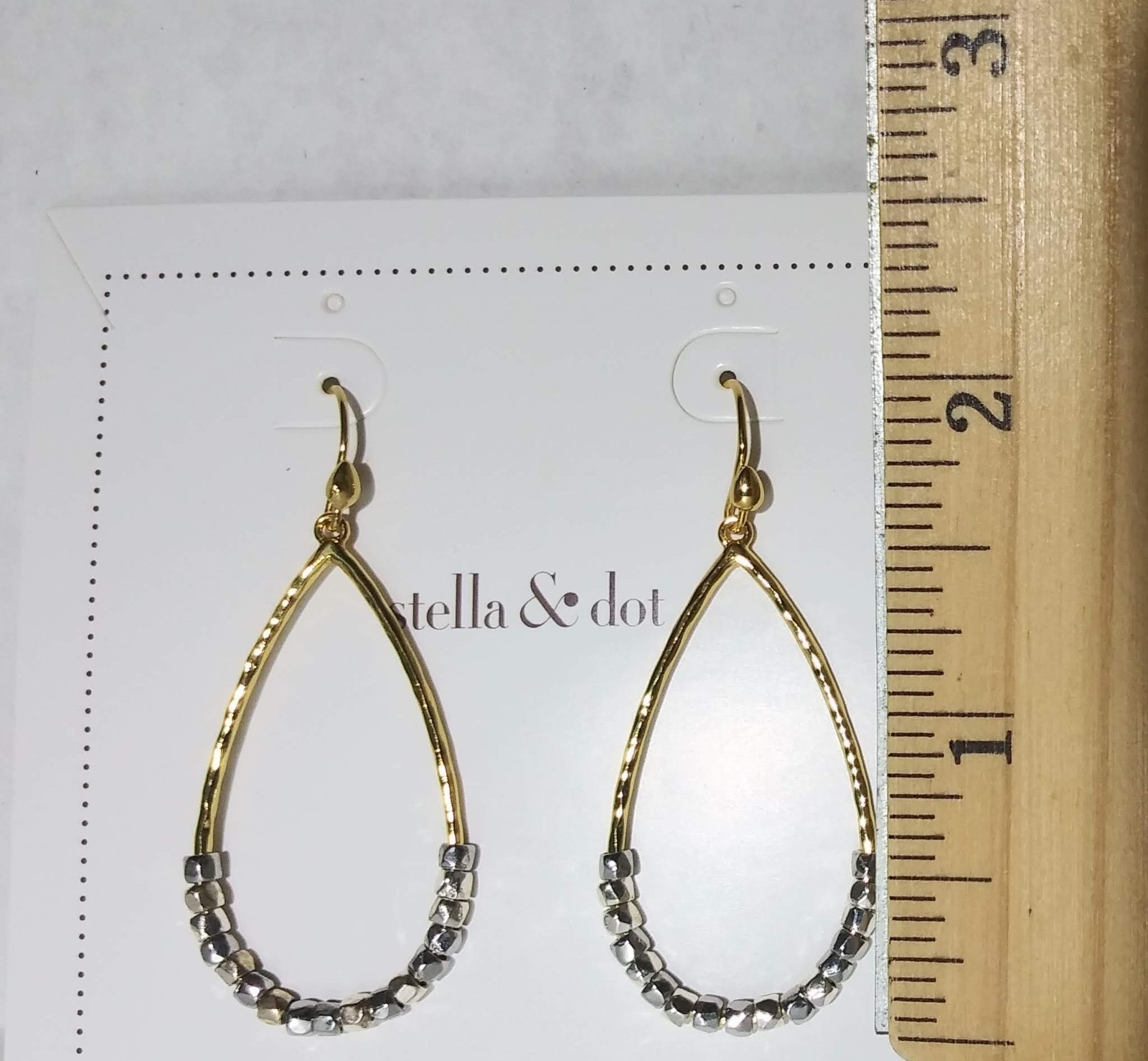 Stella & Dot Rhett Hoops Earrings – Silver & Gold – NIB –