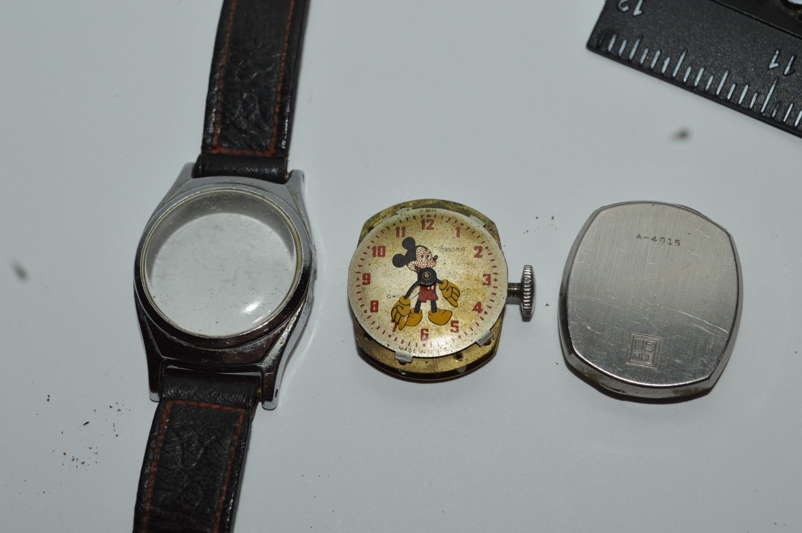 Ingersoll US Time A-4015 Mickey Mouse Watch Wind Up 23mm 1940s Sold As Is Parts