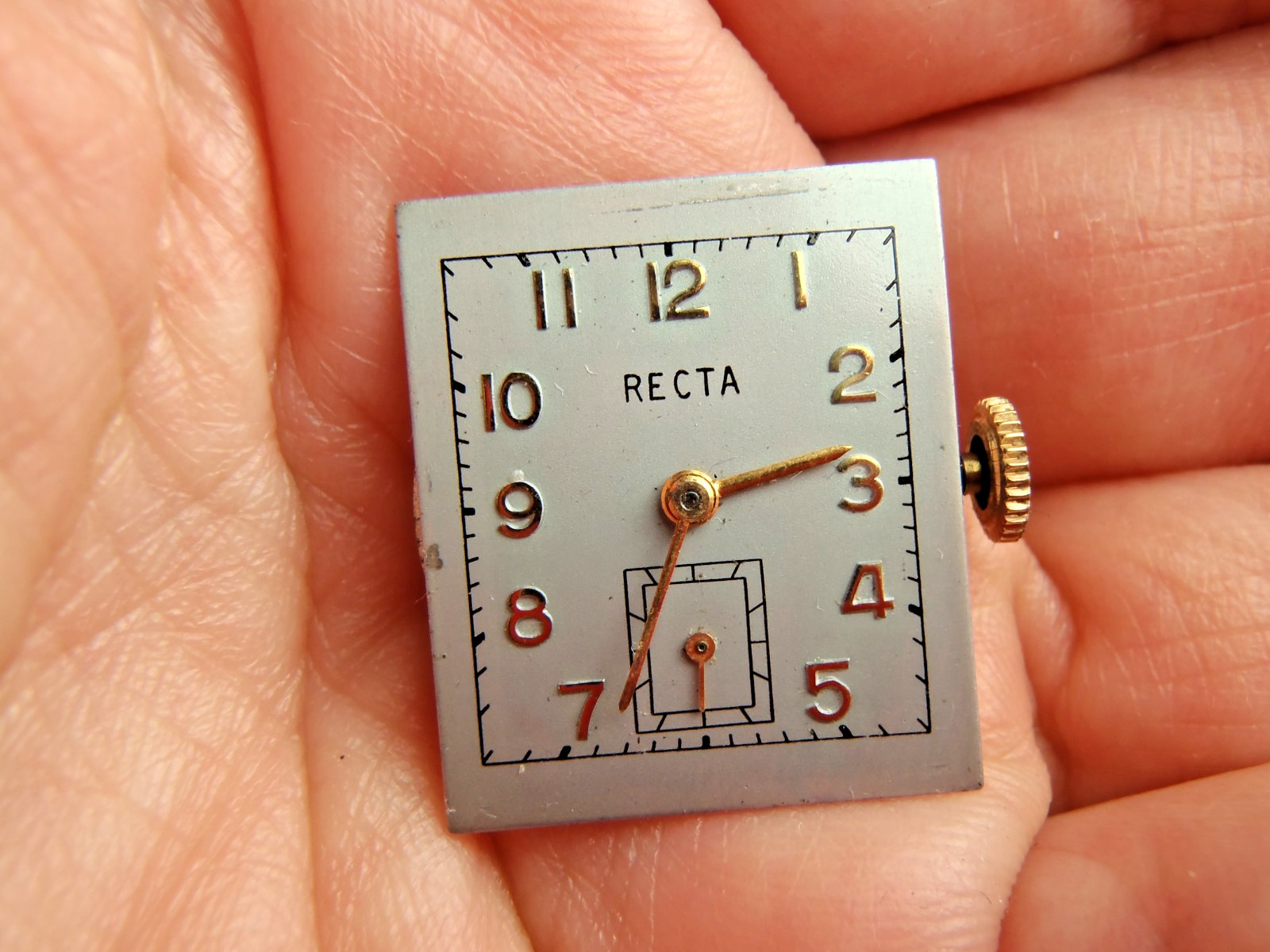 Recta Mechanical Manual Watch Movement + Dial + Hands + Crown + Stem Running