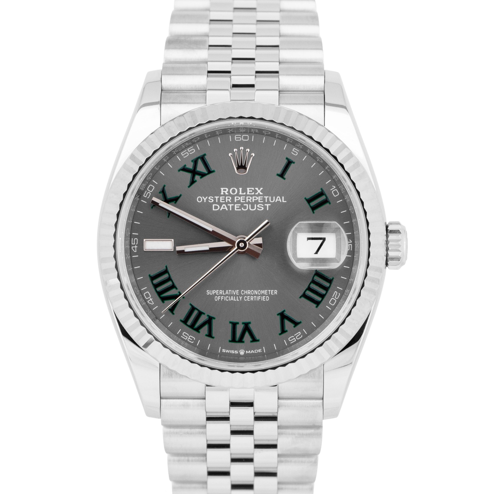 NEW JULY 2026 PAPERS Rolex DateJust 36mm WIMBLEDON Fluted JUBILEE 126234 BOX