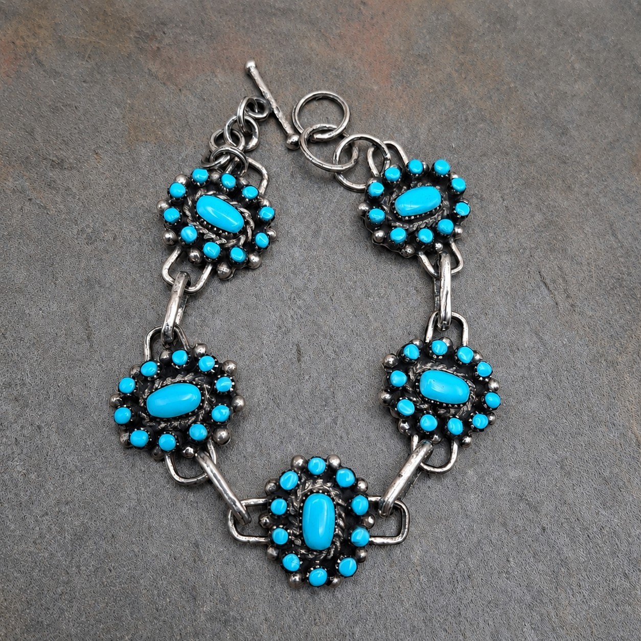 Navajo Sleeping Beauty Turquoise Bracelet DS Dorothy Secatero Sterling Silver
