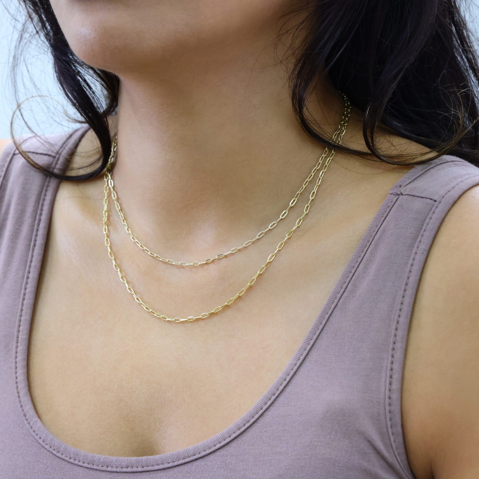 10k Yellow Gold 2mm Paperclip Chain Rolo Dainty Link Cable Necklace Womens 16″