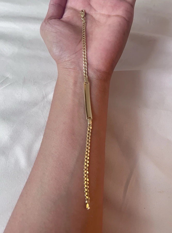 10K Solid Yellow Gold Italy ID Bracelet 7.5” Children’s/Small Wrist Curb Link