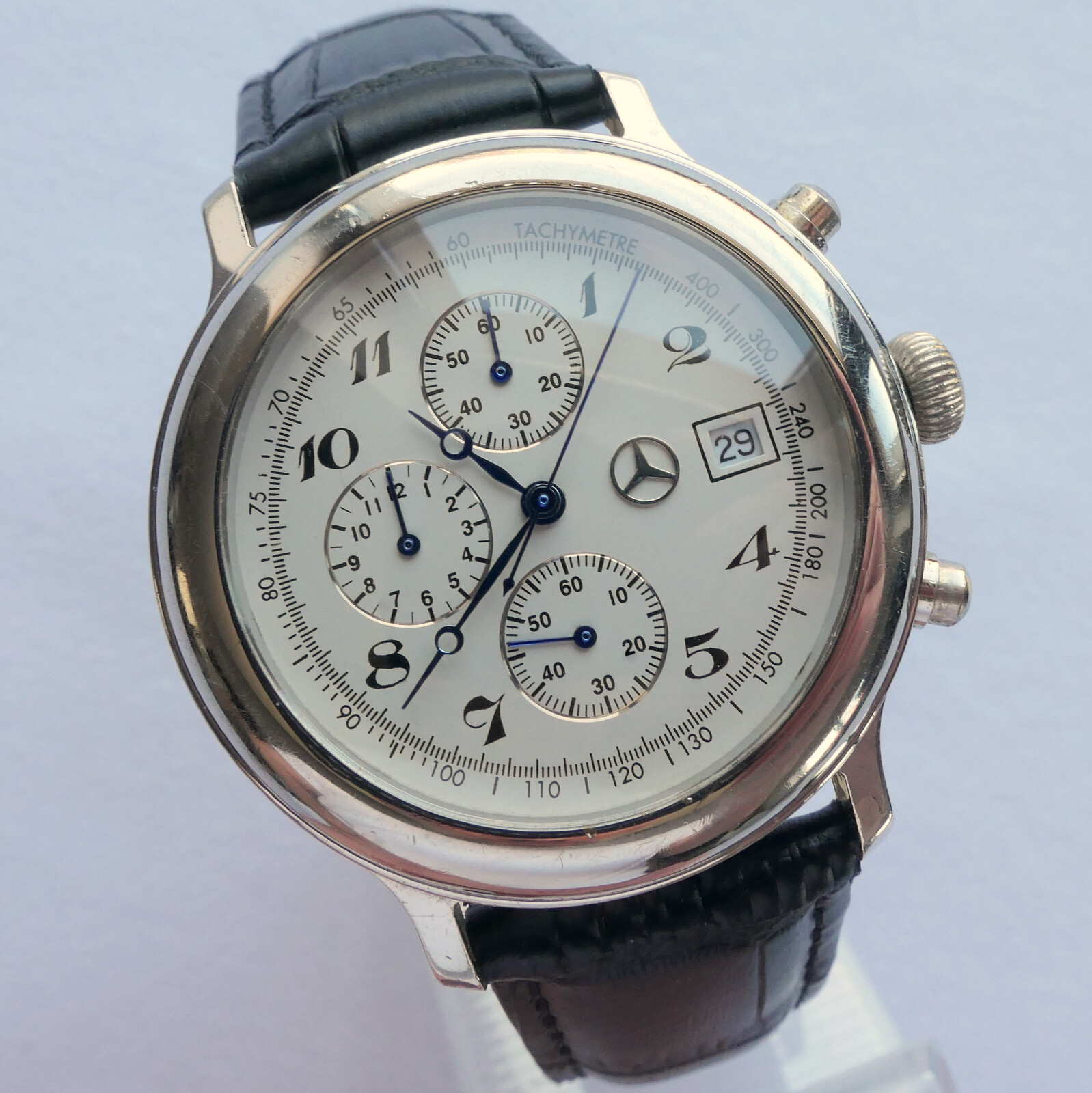 Mercedes Benz Classic 925 Sterling Silver Car Accessory Luxury Chronograph Watch