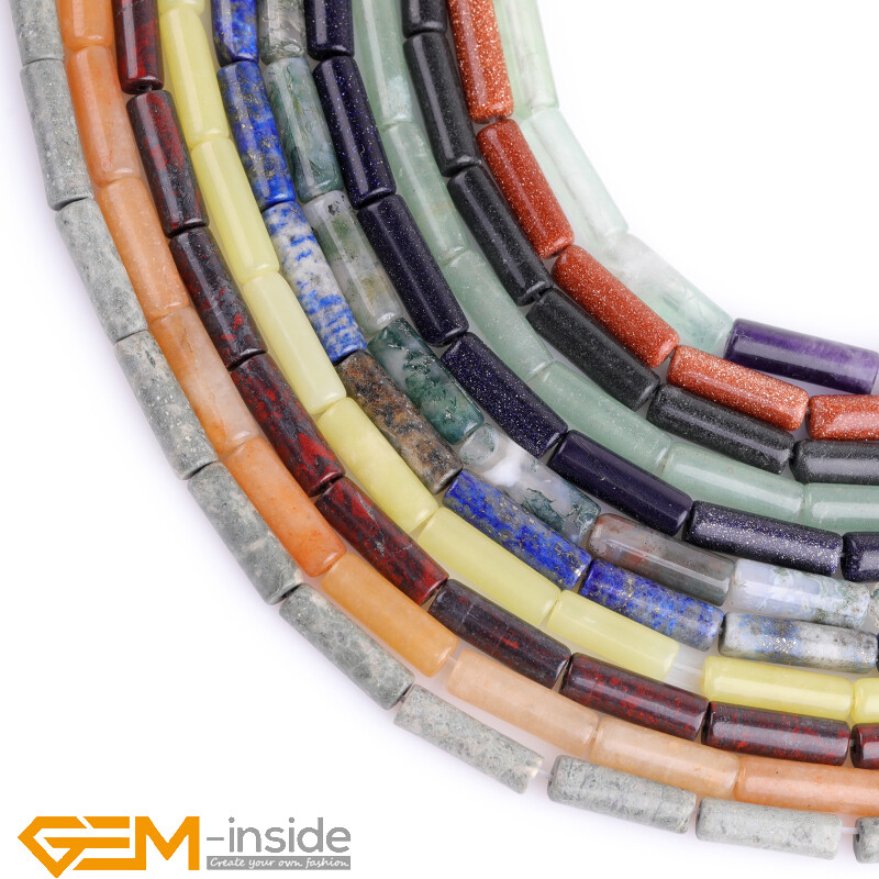 4x12mm Tube Cylinder Natural Gemstone Column Beads Jewellery Making 15″ In Lots