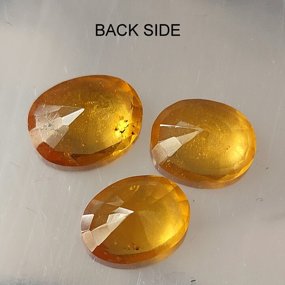 10.00 Cts Oval Cut Rare Yellow Hessonite Garnet Natural Faceted Gemstone 3 Piece