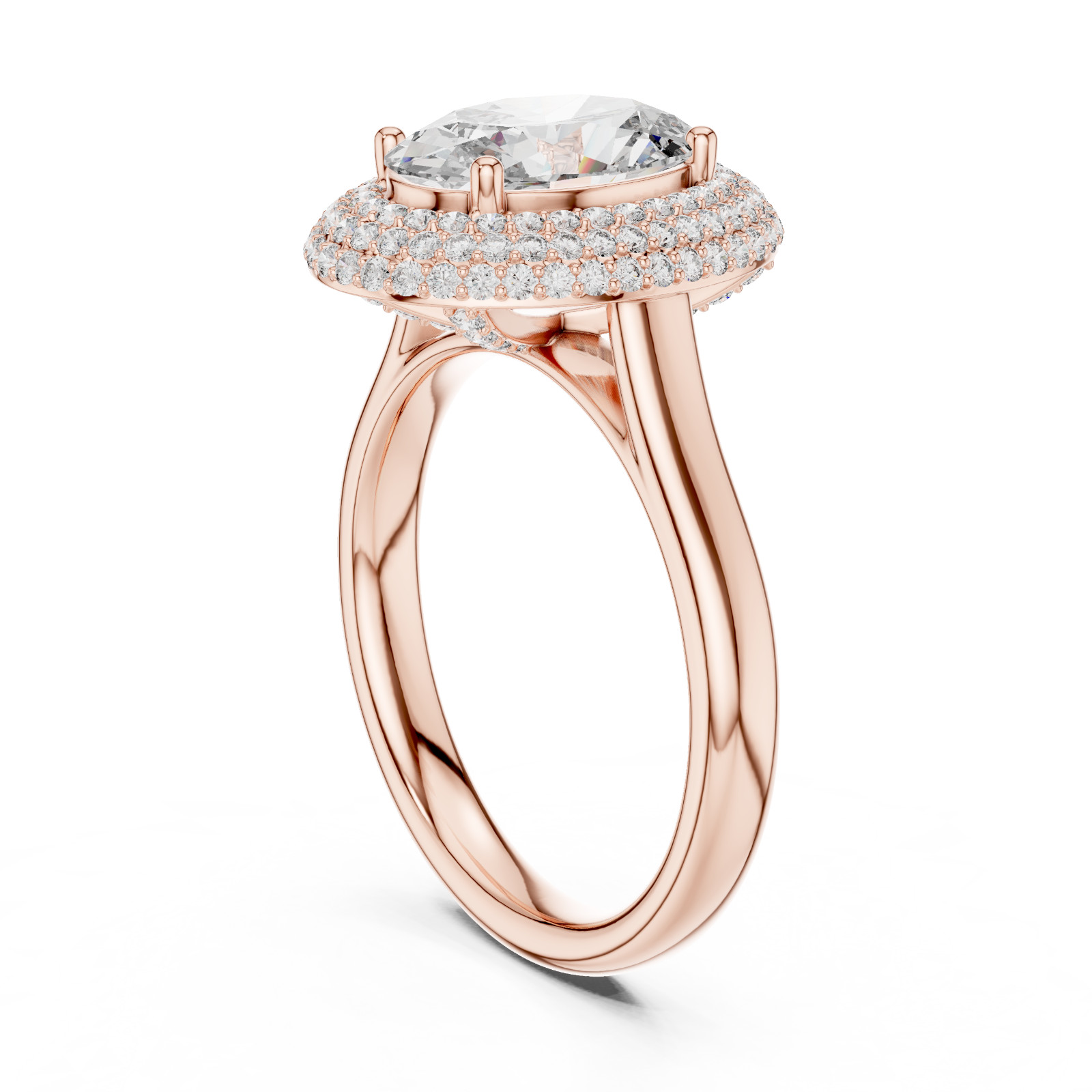 Hidden Halo 2.50 CT Oval Lab Grown Diamond Double Halo Engagement Ring