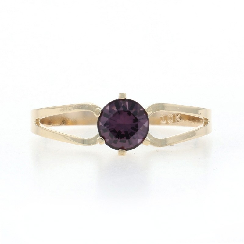 Yellow Gold Lab-Created Spinel Solitaire Ring – 10k Round .60ct