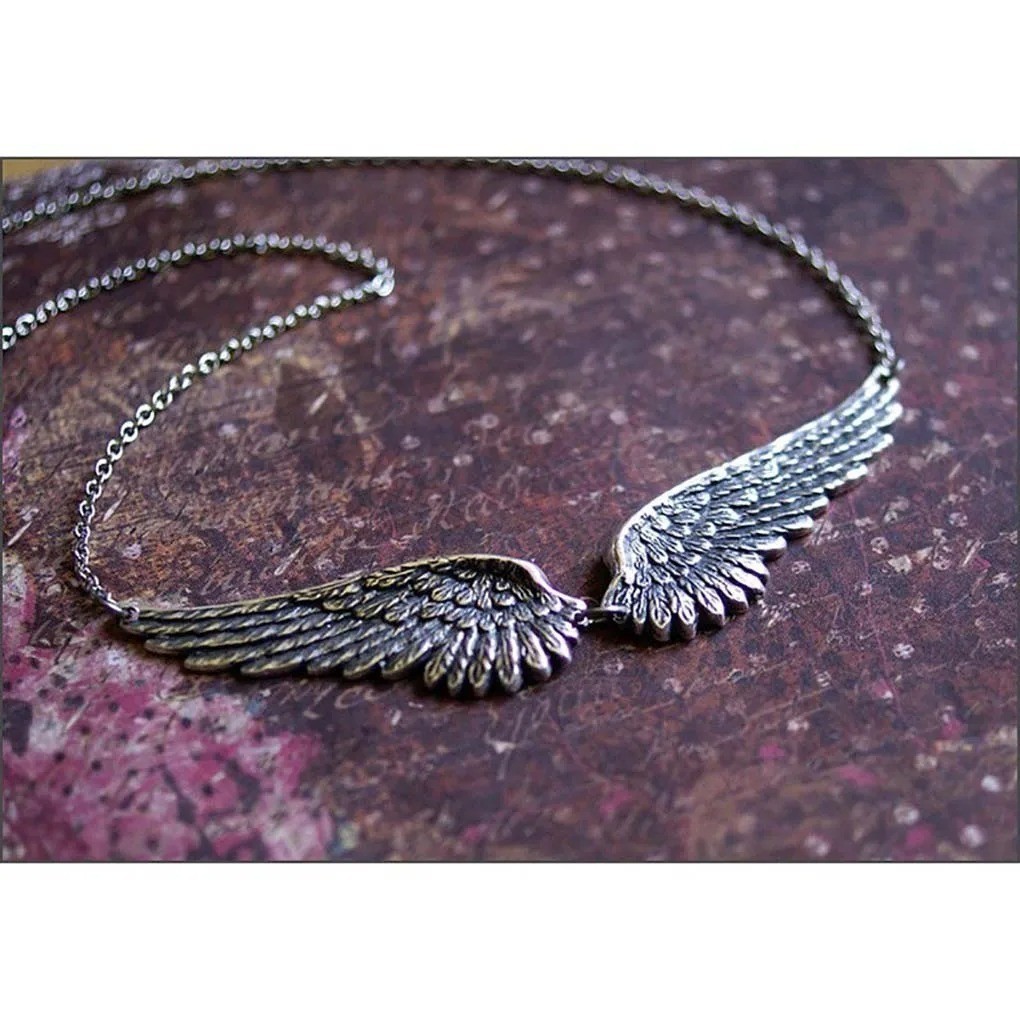 Vintage Angel Wings Feather Choker Necklace Statement Link Collar for Women