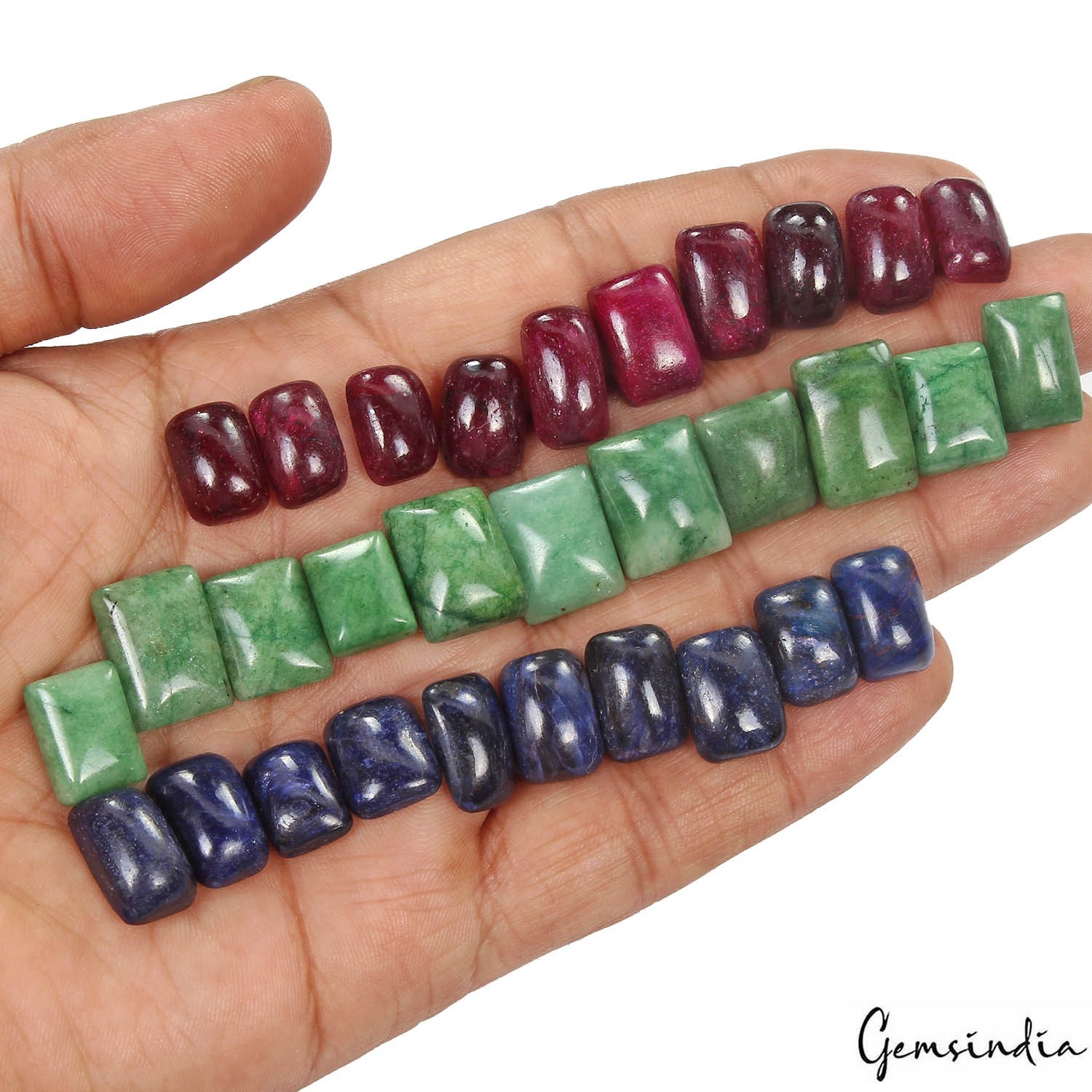 Natural Ruby Emerald Sapphire Loose Gemstones Lot 300 Ct 30 Pc Multi Color Cab