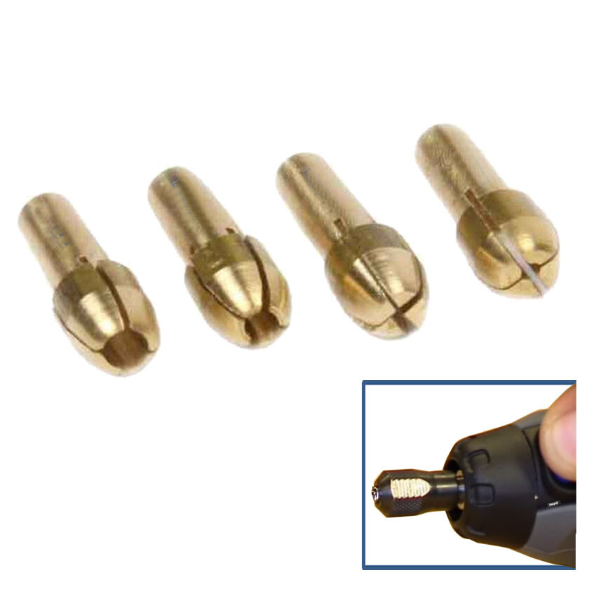 Brass Collet Set 4 Pcs Chuck 1/32″-1/8″ Jewelry Dremel Flexshafts Rotary Tools