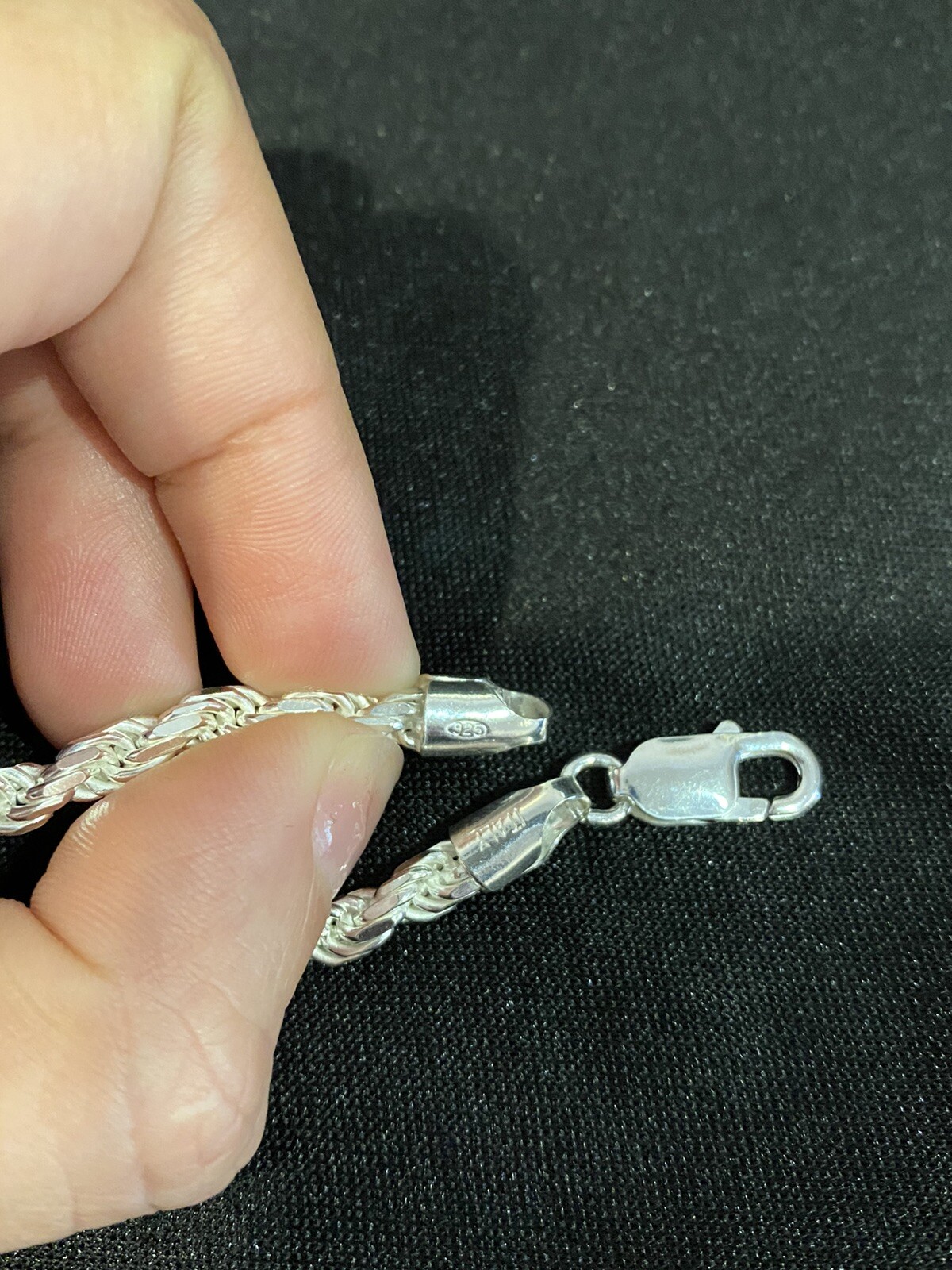 .925 Sterling Silver Men’s Male Women’s Twisted Rope Chain Bracelet 8.5 inches