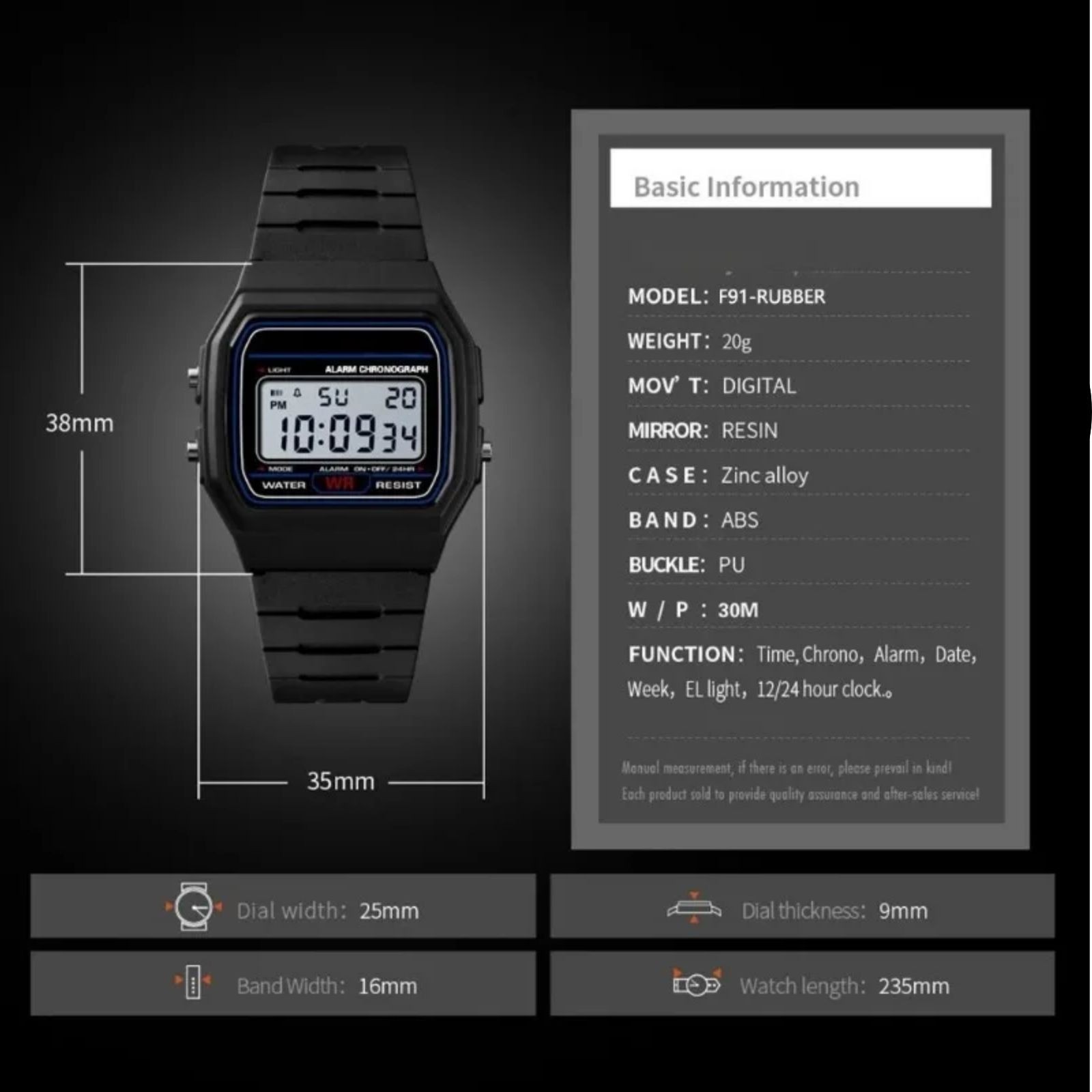 F 91W Classic Digital Resin Strap Watch Stopwatch Chronograph Sport Unisex Men