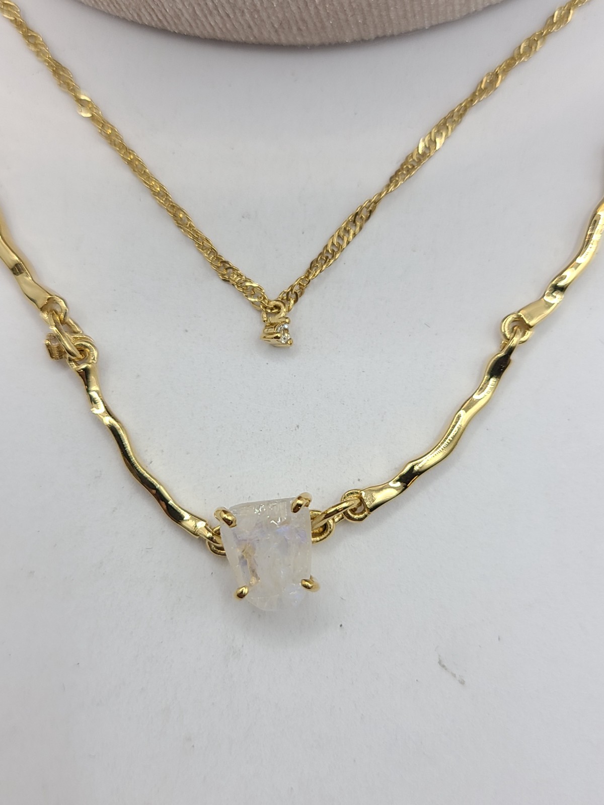 Moon Magic Raw Crystal Necklace – Flowing Moonstone 18kt Yellow Gold Vermeil