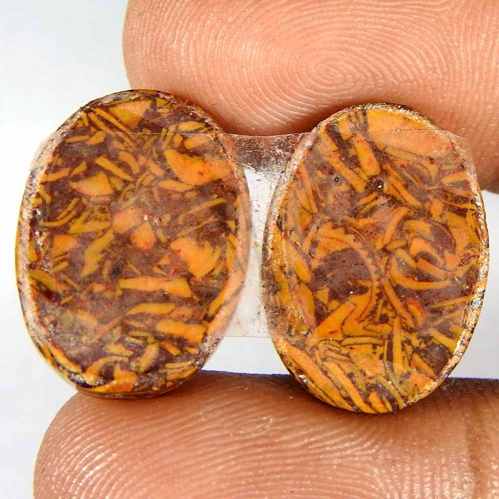 18.95Cts100%Natural Best Grade Mariam Jasper Oval Pair Cabochon Gemstone