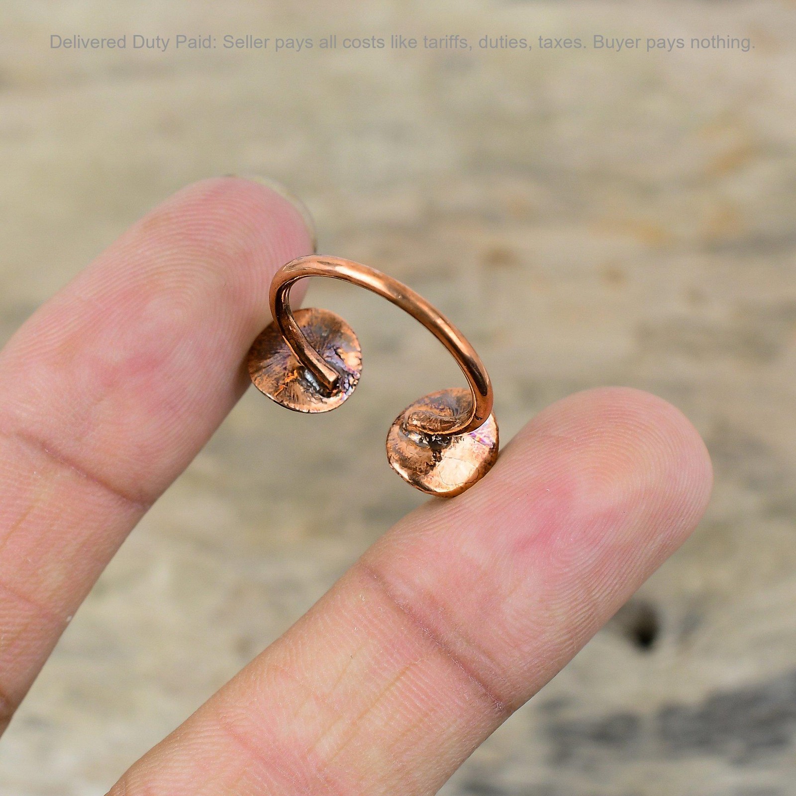 Copper Zambian Emrald Gemstone Bezel Solitaire Electroformed New Ring Jewelry