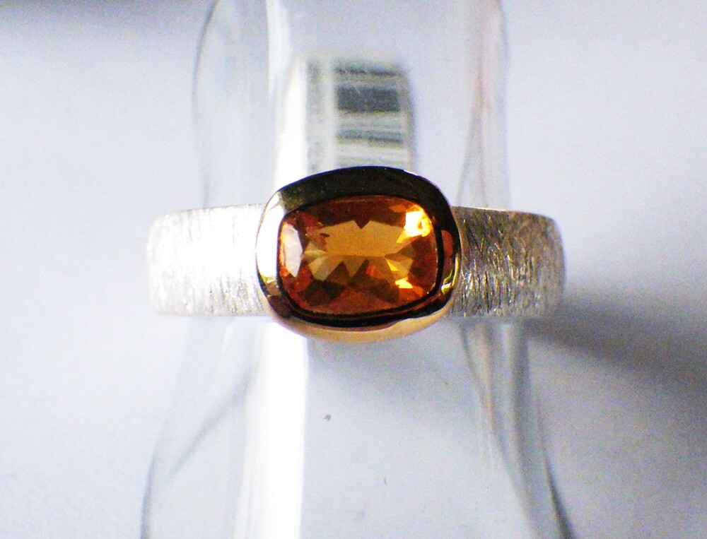 JEWELLERY PIECE RING Silver Fire Opal Opal 57 18 Gold Plated Matte Mexico