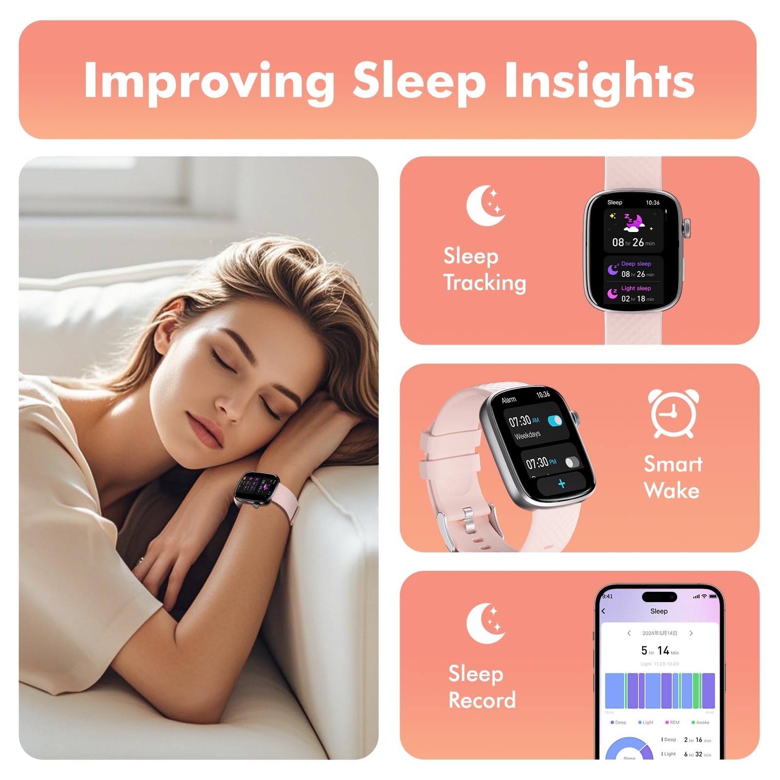 Smart Watch Bluetooth Call &1.95 HD Screen -Heart Rate SpO2 Sleep Monitor, 3ATM