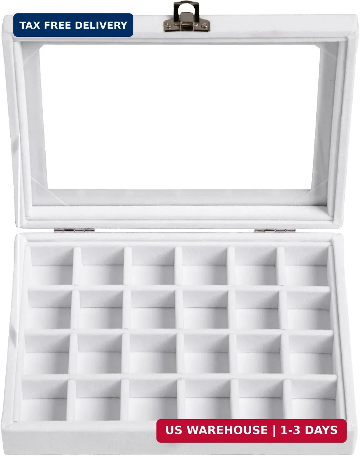 24 Grid Earring Organizer,Small Velvet Jewelry Tray with Lid | Portable Jewelry