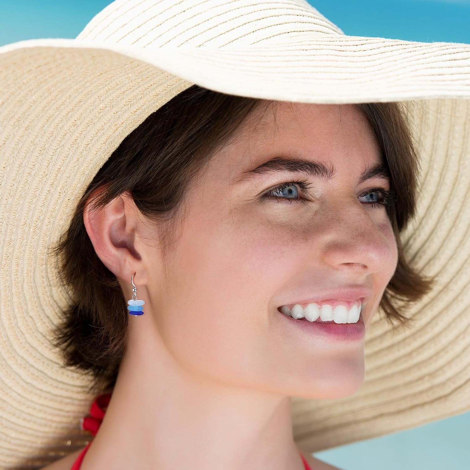 Gradient Blue Dangle Earrings for Women – Hypoallergenic Stylish Beach Accessory