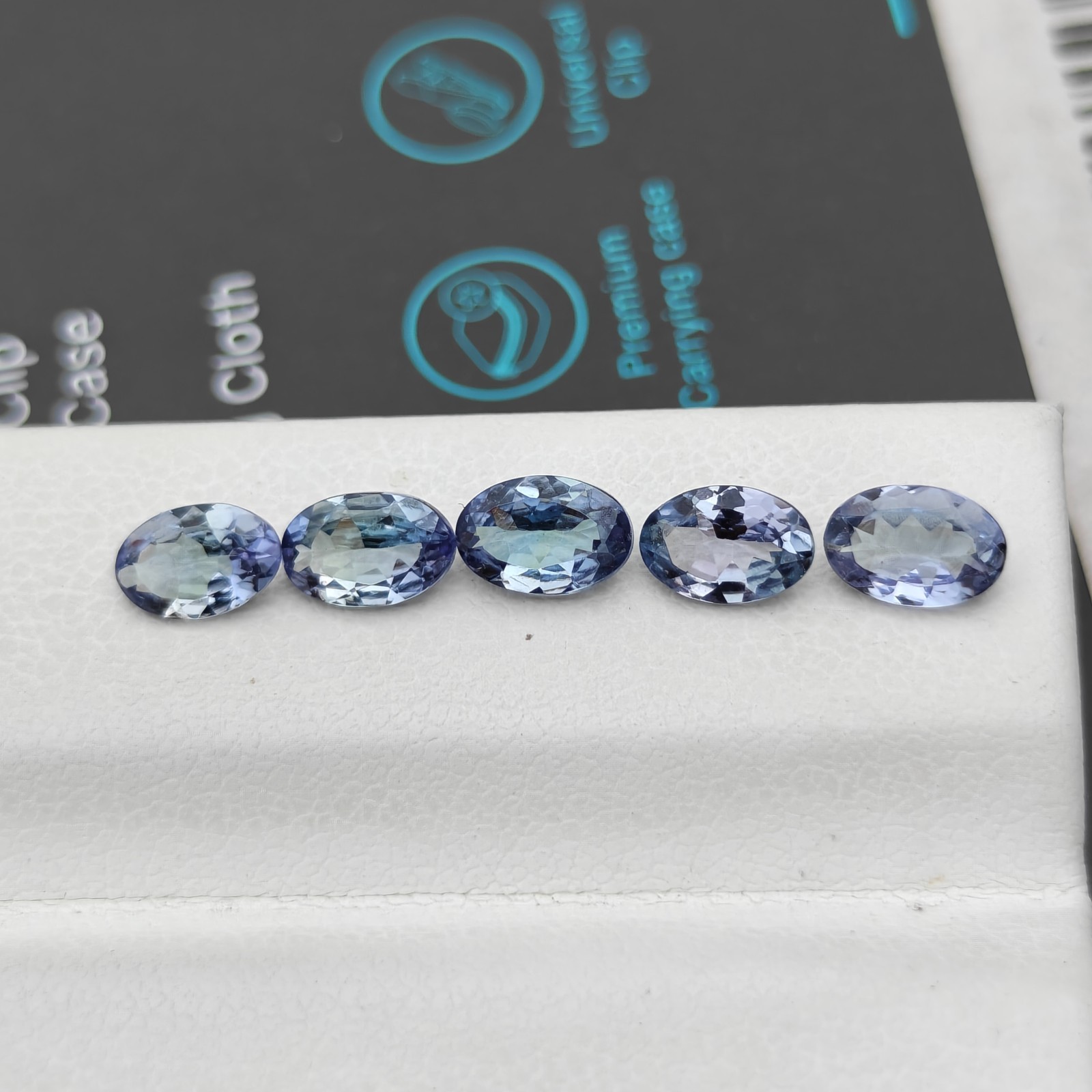 Blue and Green 6x4mm Oval Zoisite Stone 5 pieces layout Ideal For Jewelry Making