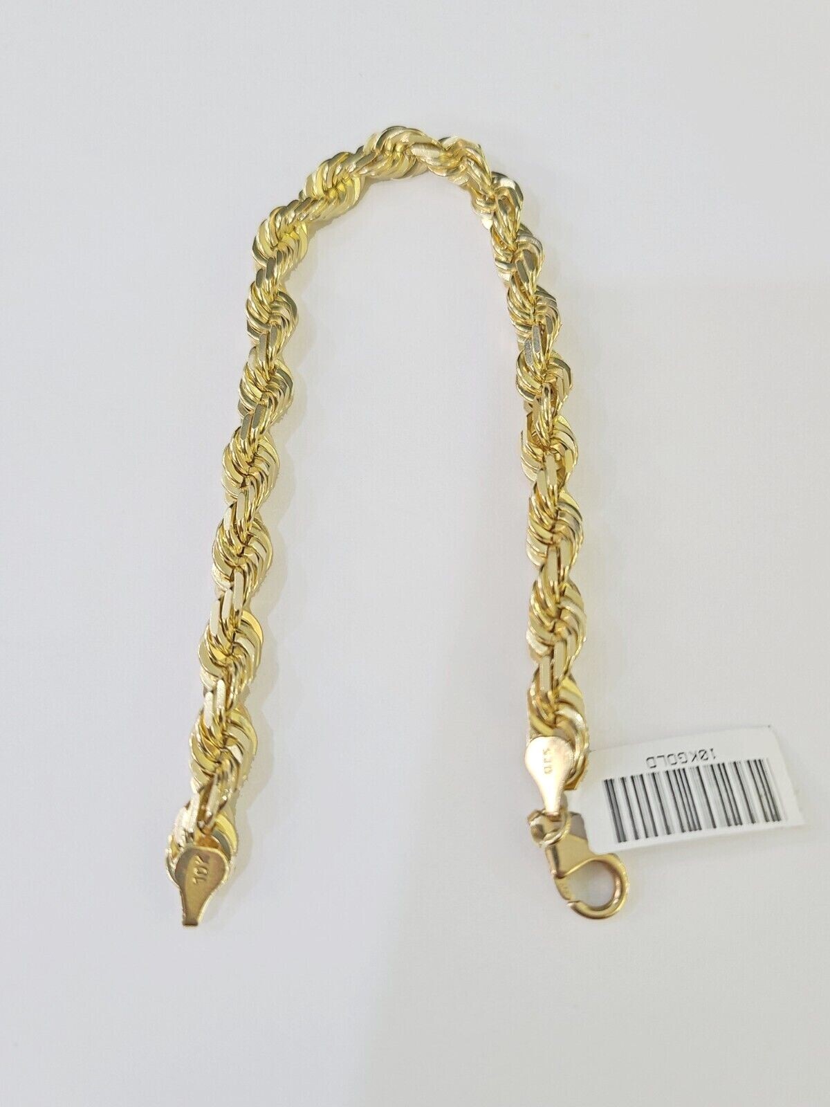10K Yellow Gold 7.5″ 8″ 8.5″ 9″ Rope Bracelet Solid 7mm Men Women Diamond Cut