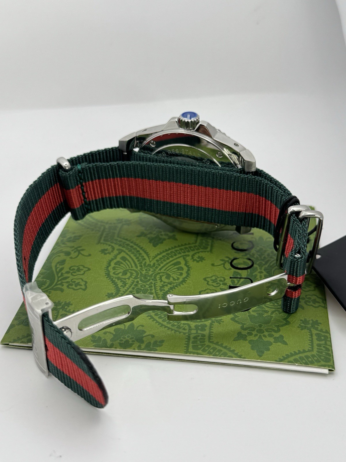 GUCCI YA136206 Dive Black Dial Red and Green Nylon Men’s Watch