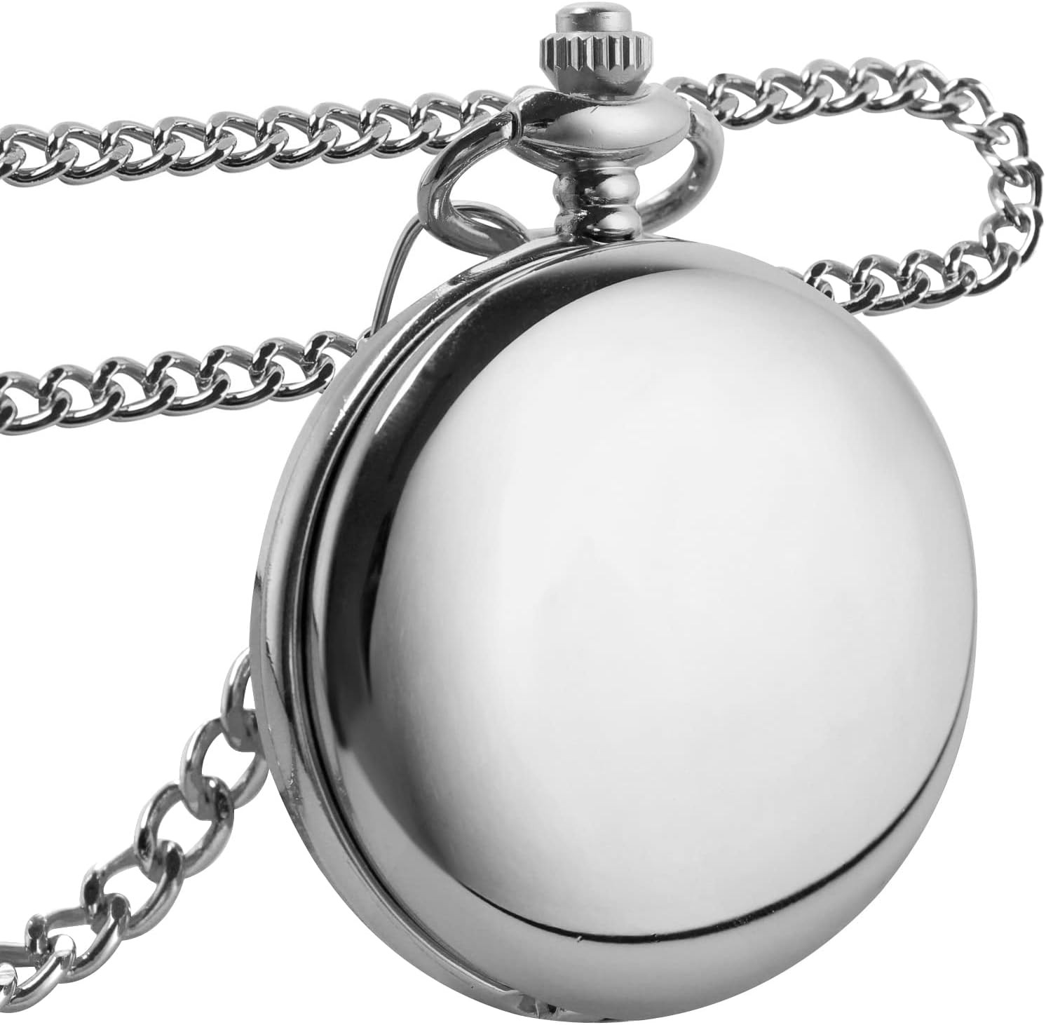 Smooth Cover Quartz Pocket Watch, Fashionable Roman Digital White Dial with Wais