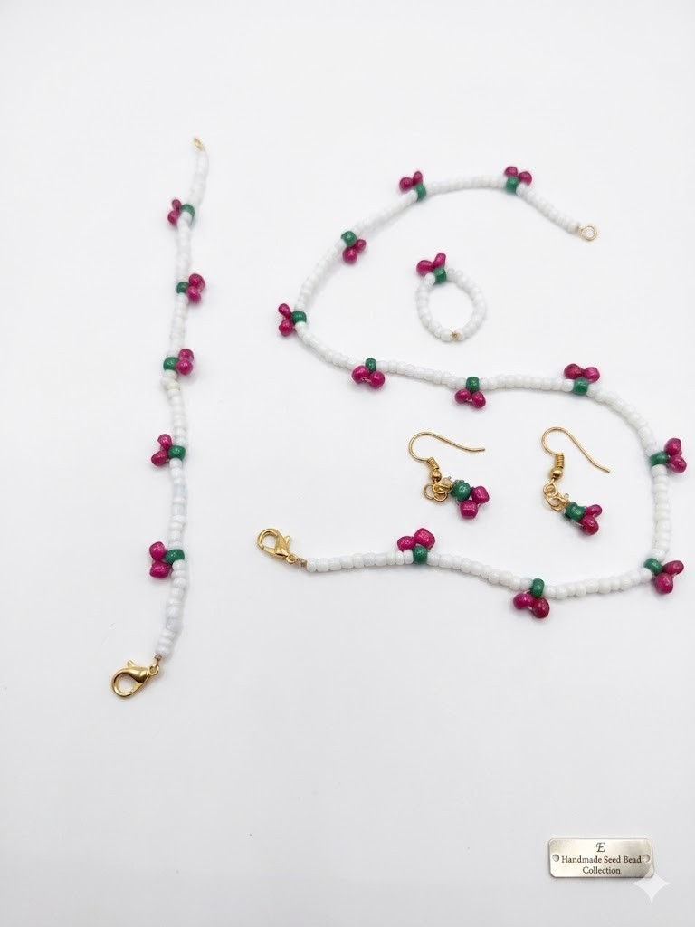 Handmade Cherry Beaded Necklace & Bracelet Set – Cute Aesthetic Gift for Her