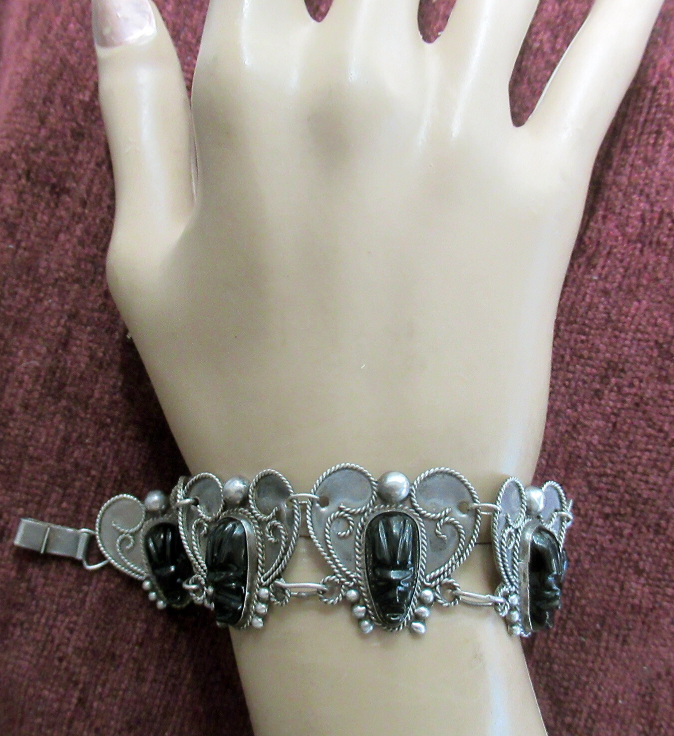 VINTAGE MEXICO STERLING BRACELET – 6 1/4 INCH WRIST, 1 INCH WIDE