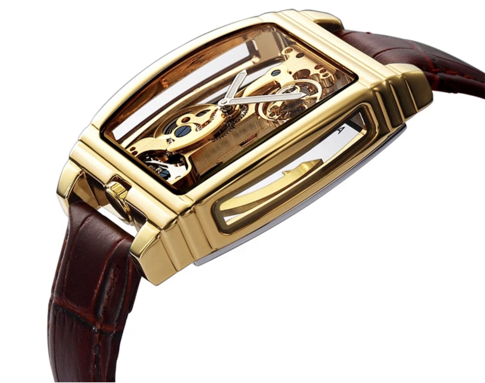 Mens Skeleton Mechanical Waterproof Luxury Watch Leather Hollow Great Gift Idea