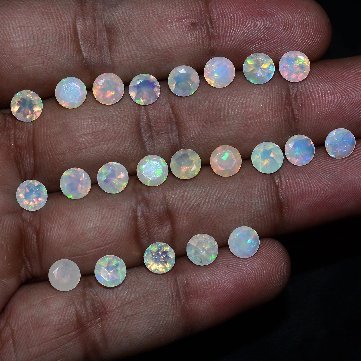 11 Pcs Natural Opal Ethiopian 6mm Top-Grade Round Flashy Colors Loose Gemstones