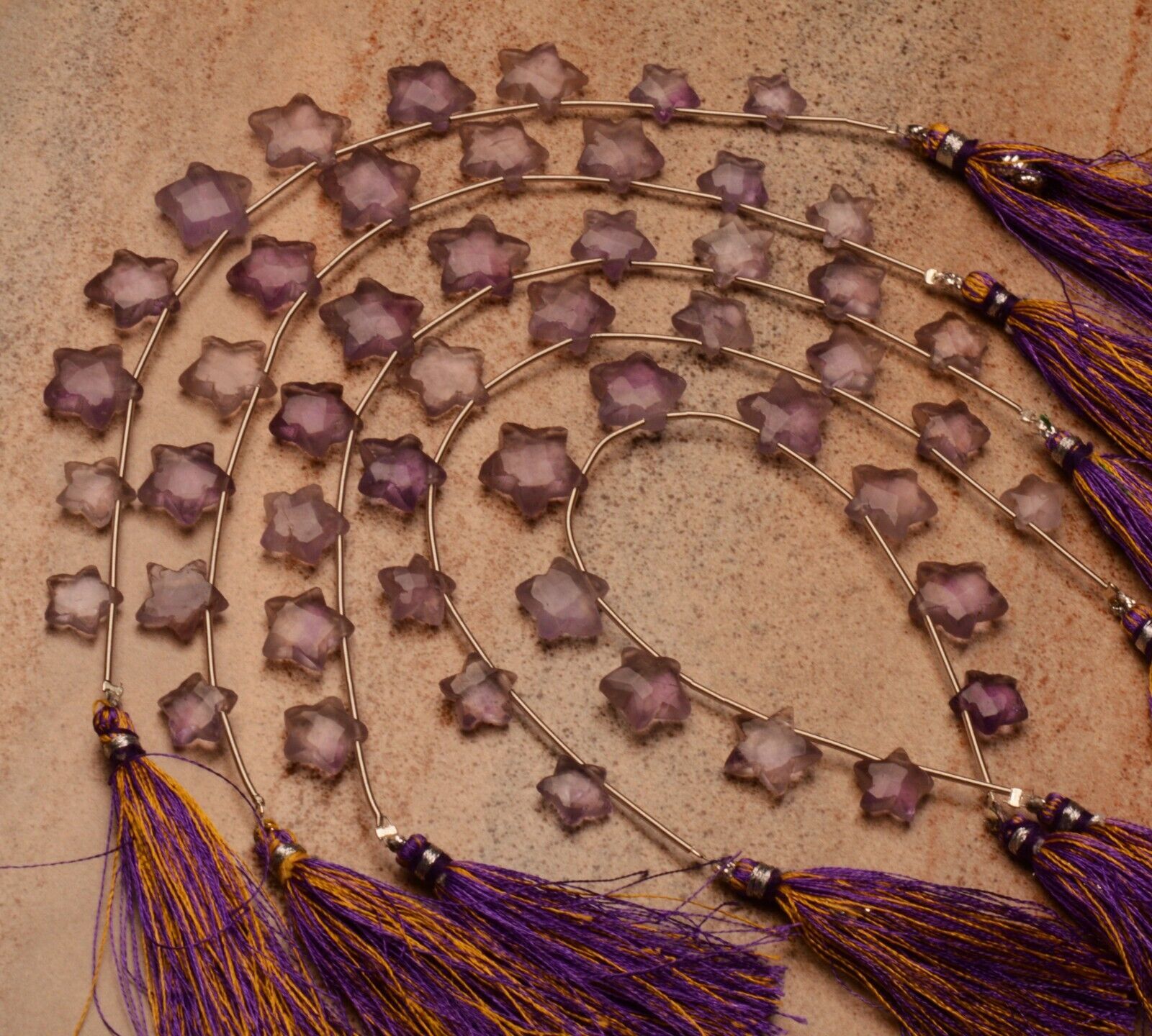 Natural Gem Purple Amethyst 10 to 13 mm Size Star Shape Beads 7″ Strand