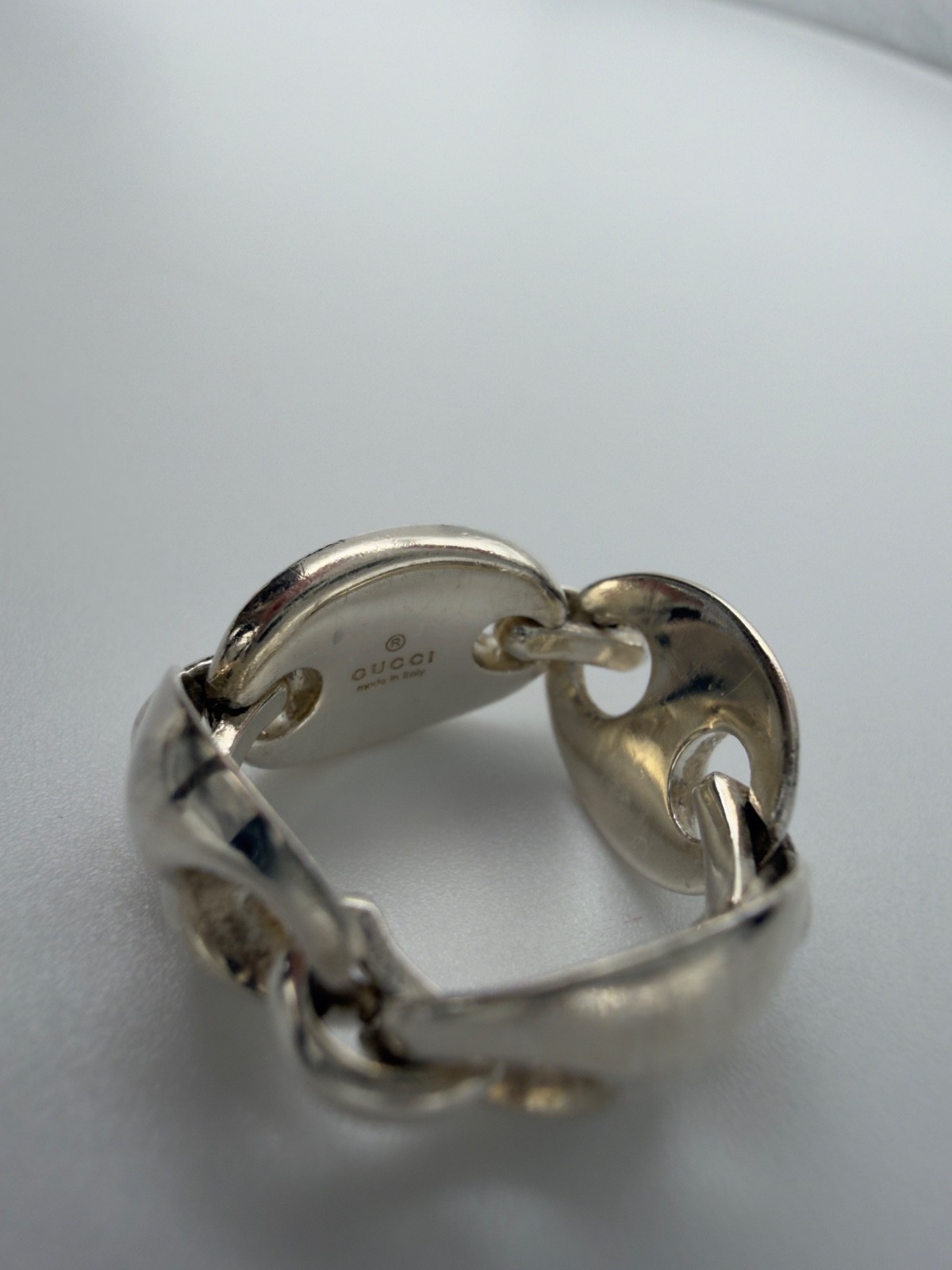 Authentic Gucci Sterling Silver 925 Marina Link Chain Ring Size 4.5 Japan Size 8