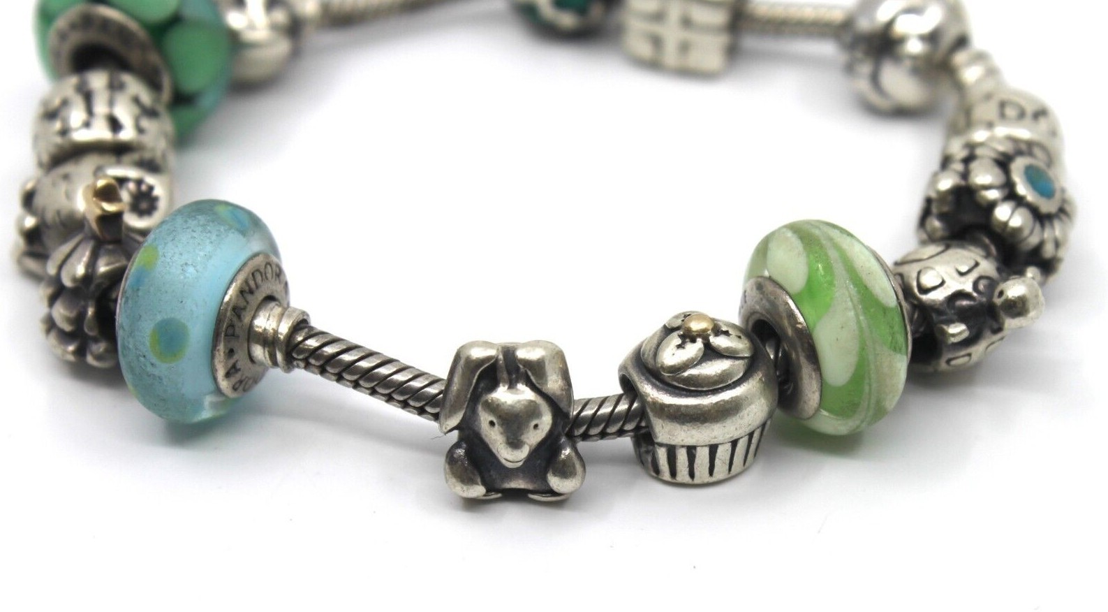 Sterling Silver Pandora 14 Charms Bracelet 7.5″inch Long