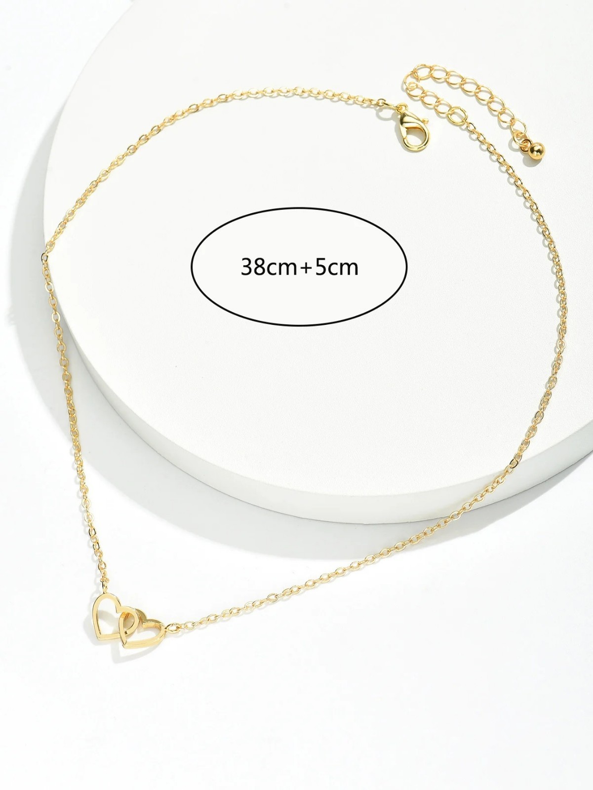 Tiny Double Hollow Heart Necklace Women Love Pendant Chain Valentine Gift